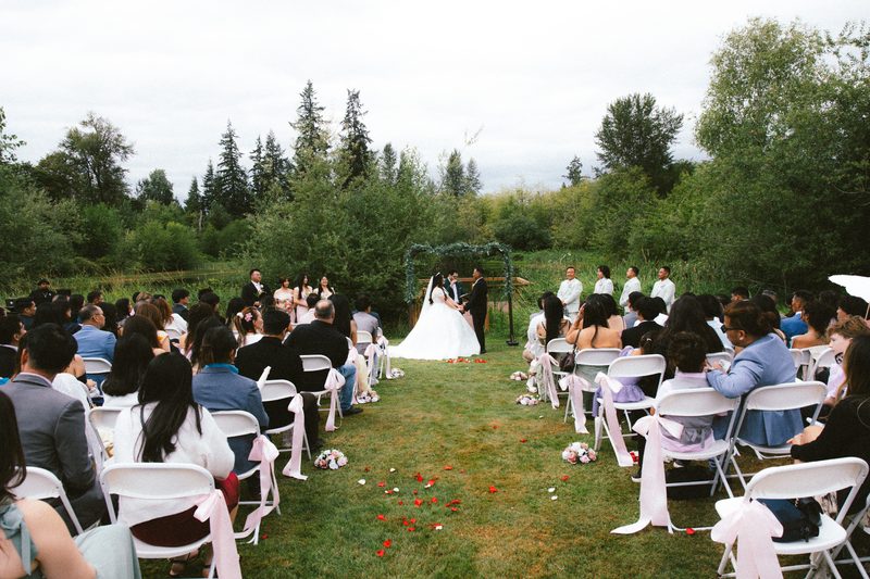 Outdoor ceremony in a wide meadow